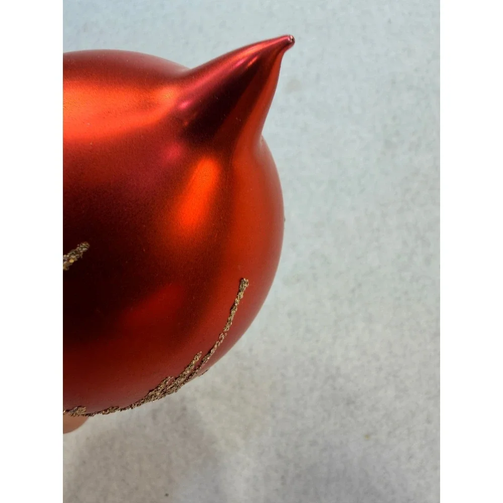 Vintage Style Glass Christmas Ornament Orange Gold Glitter Icicle Teardrop 4.5in
